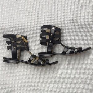 Black Leather Michael Kors Gladiator Sandals - 8.5